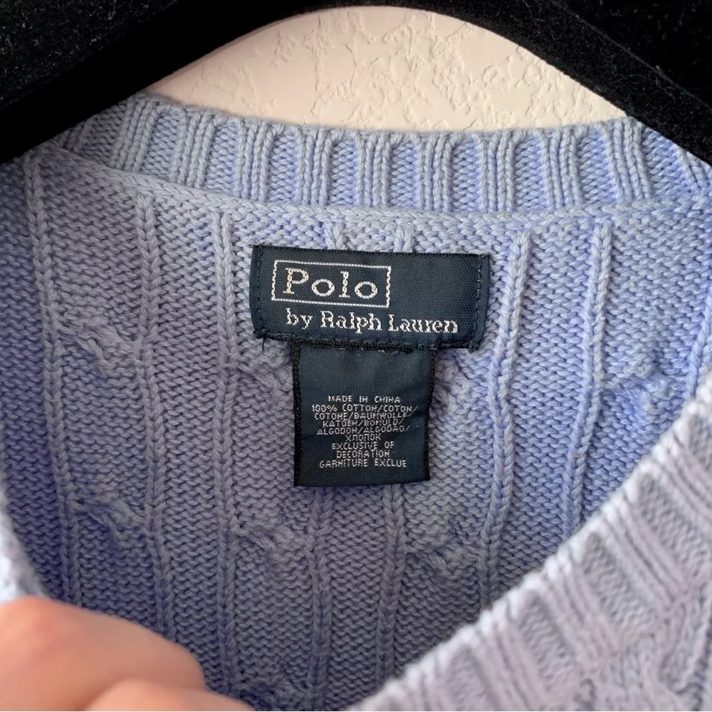Ralph Lauren periwinkle cable knit cotton pullover sweater